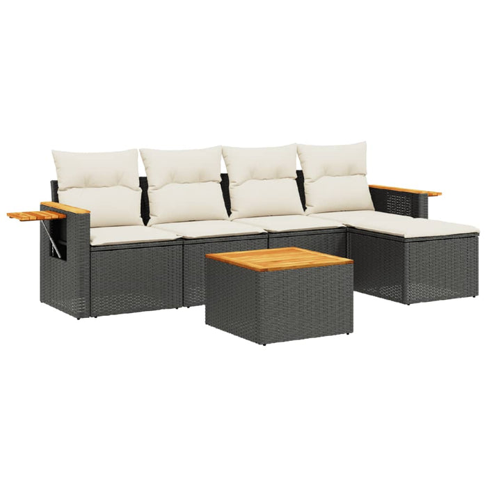 Set mobilier de grădină cu perne, 6 piese, negru, poliratan - WALTI WALTI