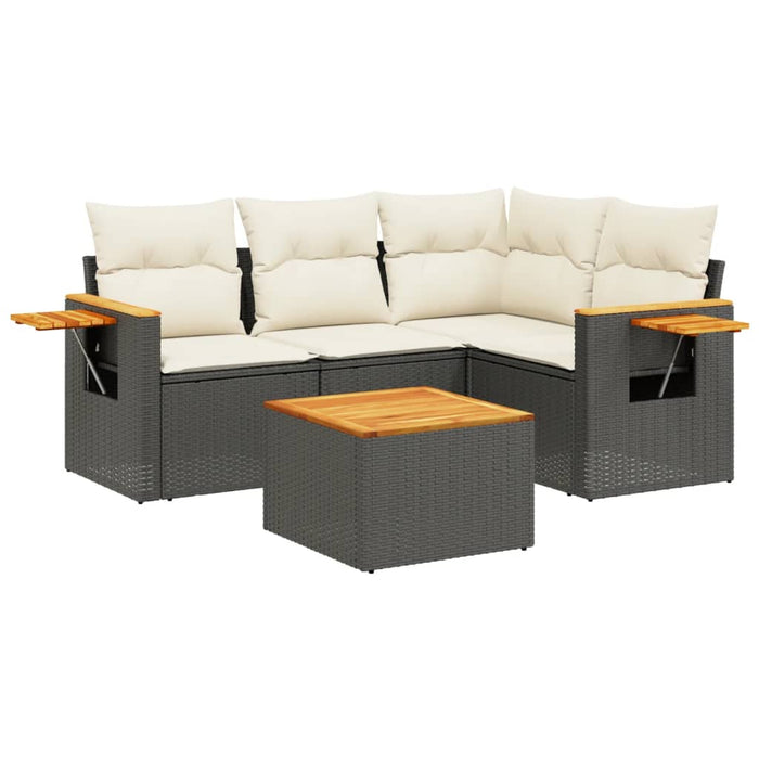 Set mobilier de grădină cu perne, 5 piese, negru, poliratan - WALTI WALTI