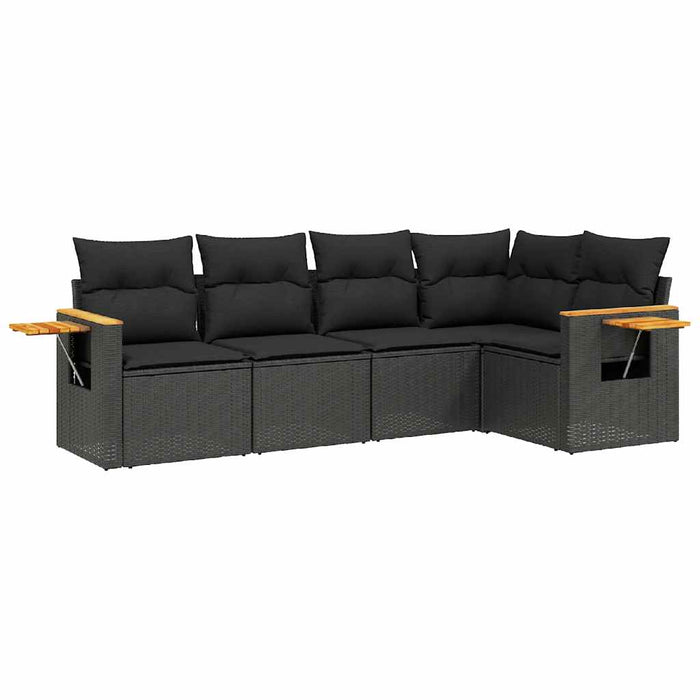 Set mobilier de grădină cu perne, 5 piese, negru, poliratan - WALTI WALTI