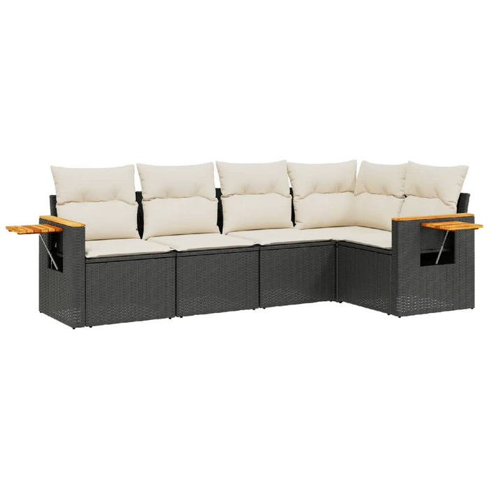 Set mobilier de grădină cu perne, 5 piese, negru, poliratan - WALTI WALTI