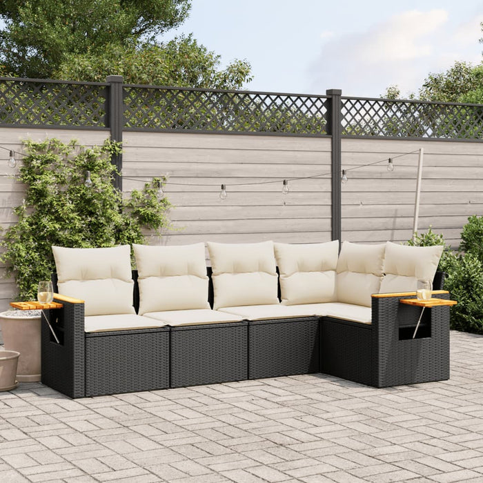 Set mobilier de grădină cu perne, 5 piese, negru, poliratan - WALTI WALTI