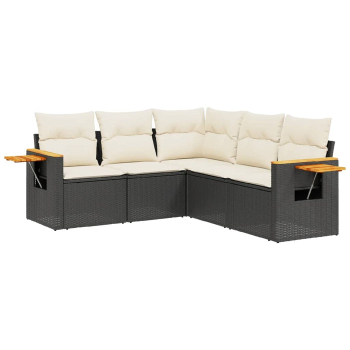Set mobilier de grădină cu perne, 5 piese, negru, poliratan - WALTI WALTI