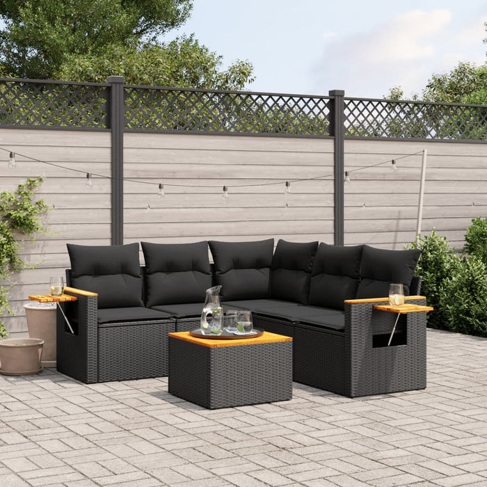 Set mobilier de grădină cu perne, 6 piese, negru, poliratan - WALTI WALTI