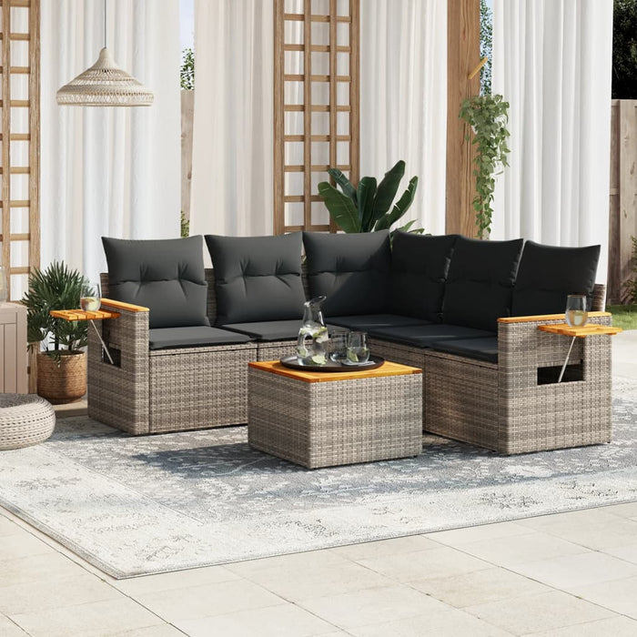 Set mobilier grădină cu perne, 6 piese, gri, poliratan - WALTI WALTI