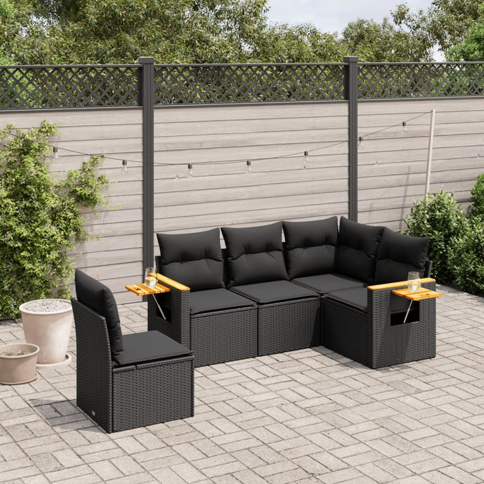 Set mobilier de grădină cu perne, 5 piese, negru, poliratan - WALTI WALTI