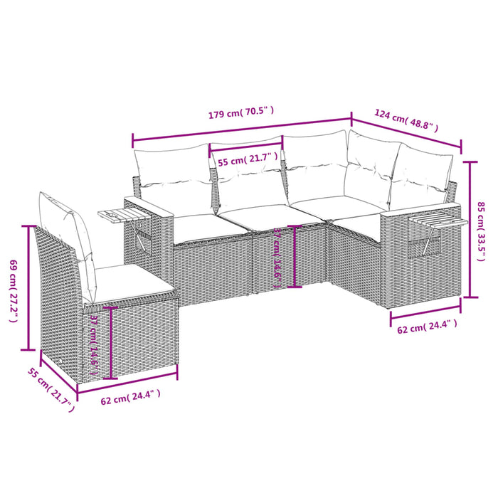Set mobilier de grădină cu perne, 5 piese, negru, poliratan - WALTI WALTI