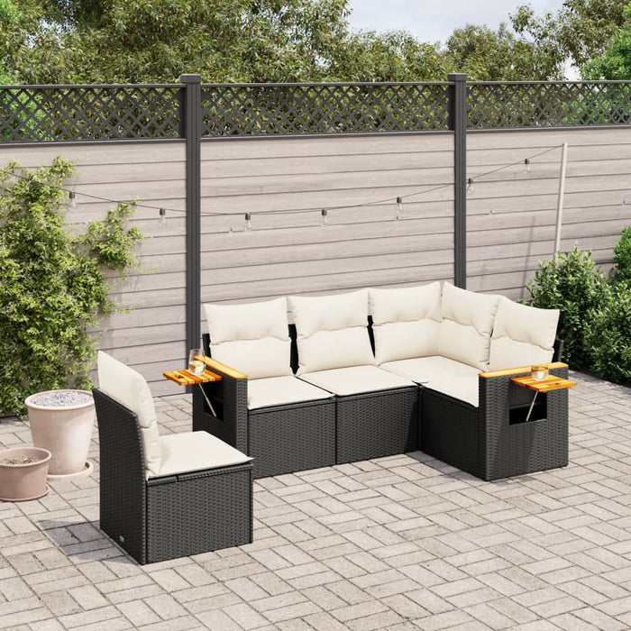 Set mobilier de grădină cu perne, 5 piese, negru, poliratan - WALTI WALTI