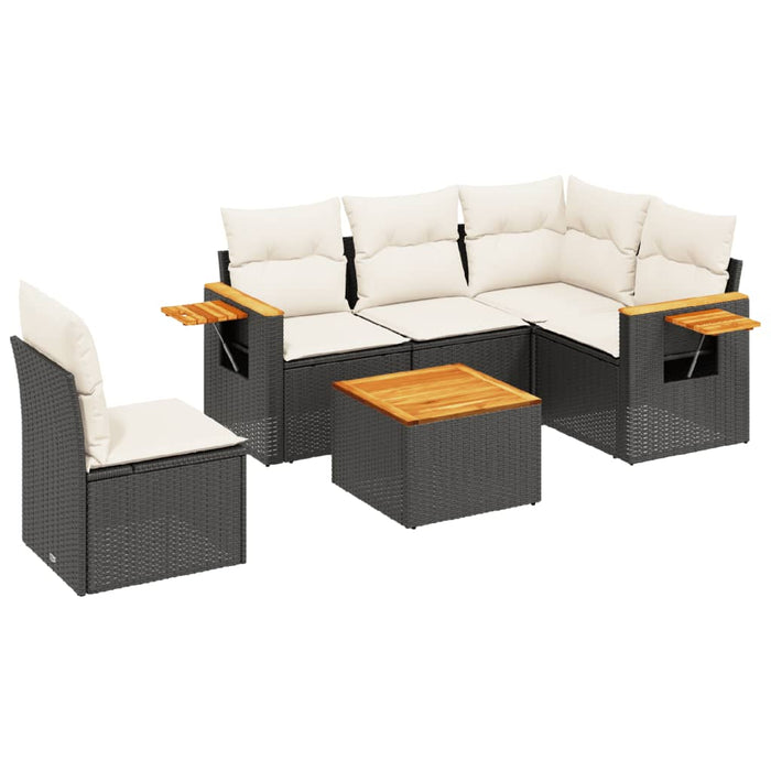 Set mobilier de grădină cu perne, 6 piese, negru, poliratan - WALTI WALTI