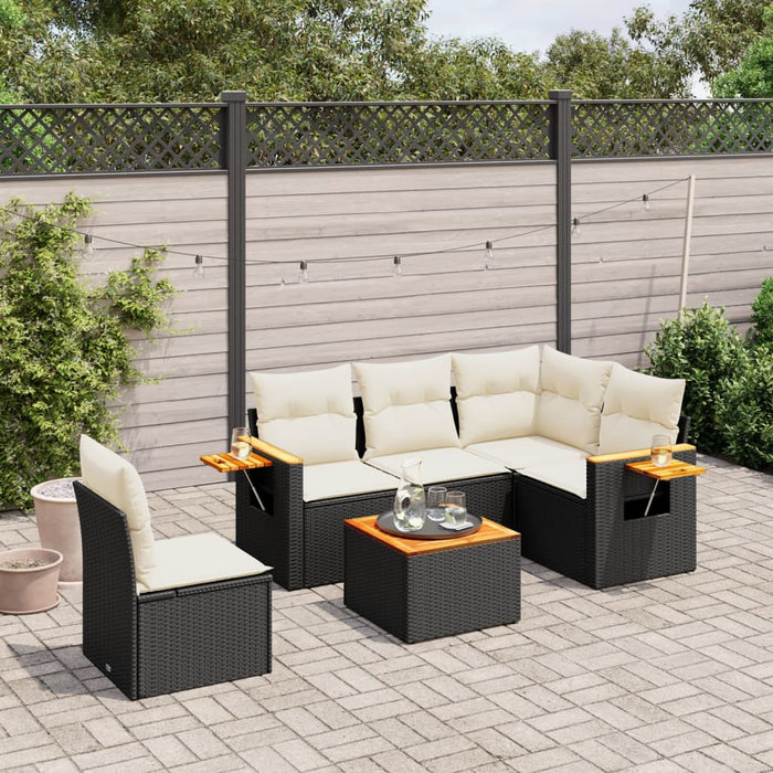 Set mobilier de grădină cu perne, 6 piese, negru, poliratan - WALTI WALTI