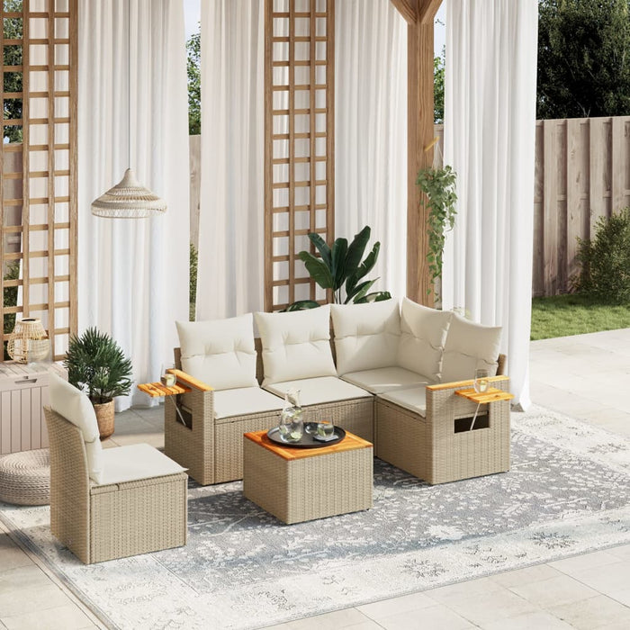 Set canapele de grădină cu perne, 6 piese, bej, poliratan - WALTI WALTI