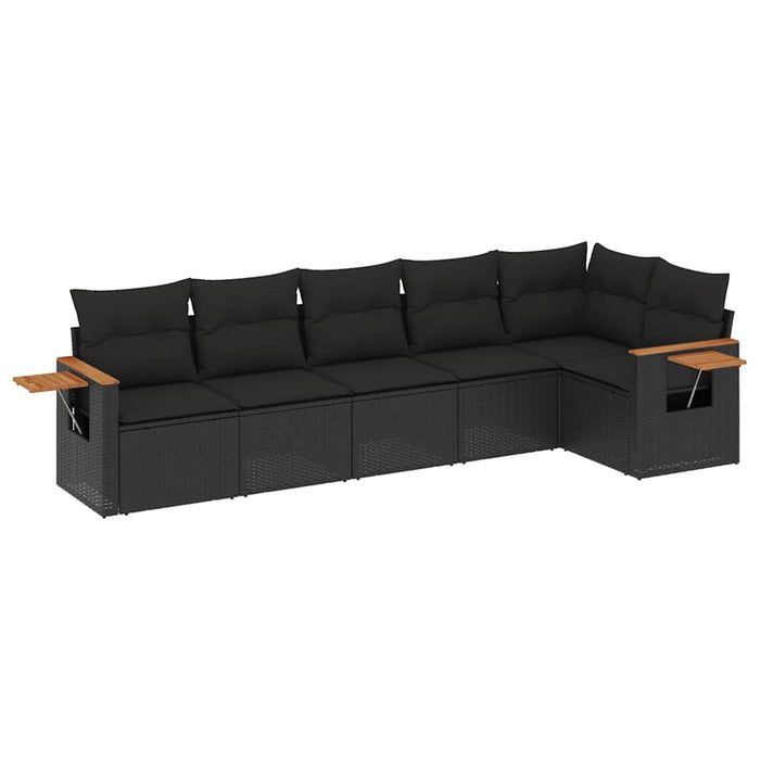 Set mobilier de grădină cu perne, 6 piese, negru, poliratan - WALTI WALTI