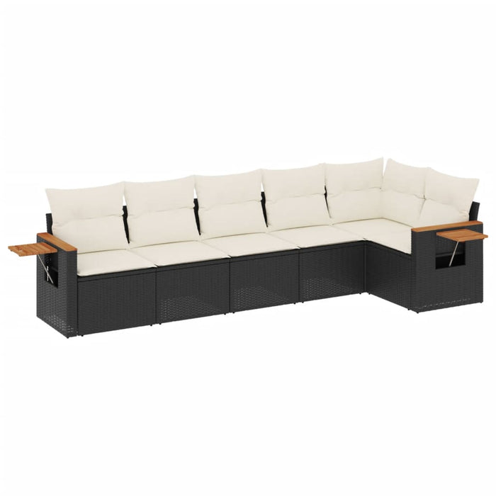 Set mobilier de grădină cu perne, 6 piese, negru, poliratan - WALTI WALTI