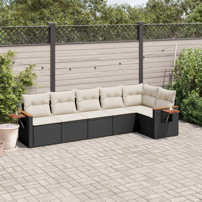 Set mobilier de grădină cu perne, 6 piese, negru, poliratan - WALTI WALTI