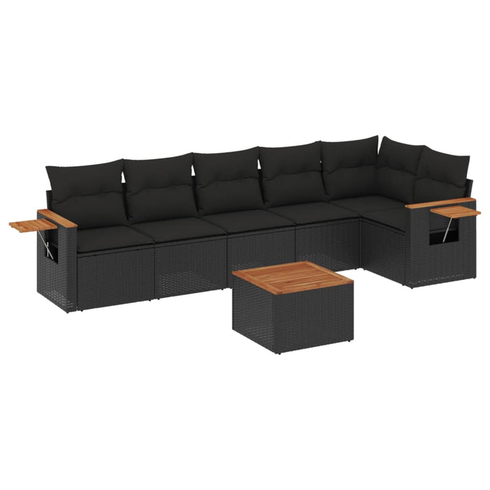 Set canapele de grădină cu perne, 7 piese, negru, poliratan - WALTI WALTI
