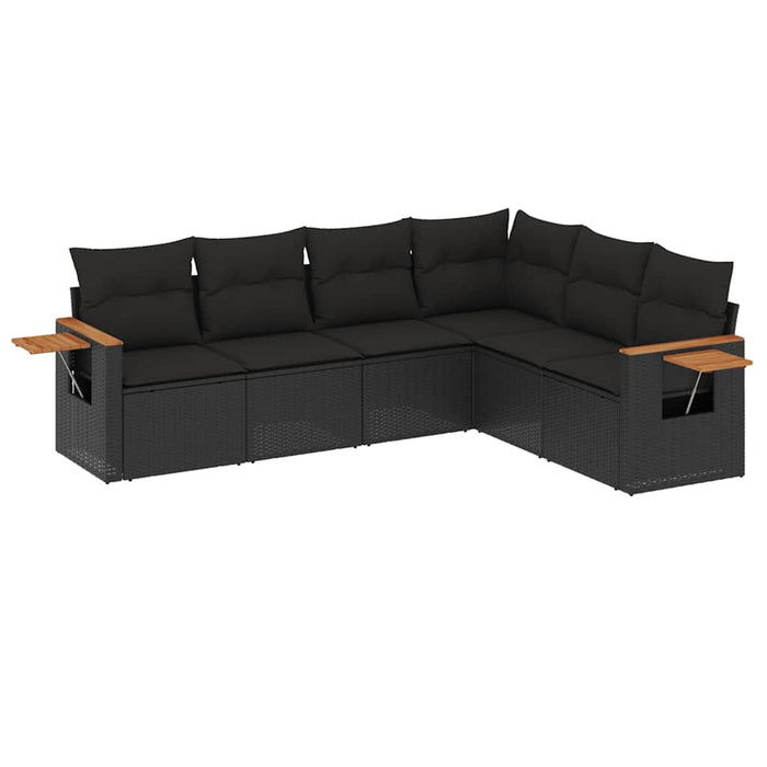 Set mobilier de grădină cu perne, 6 piese, negru, poliratan - WALTI WALTI