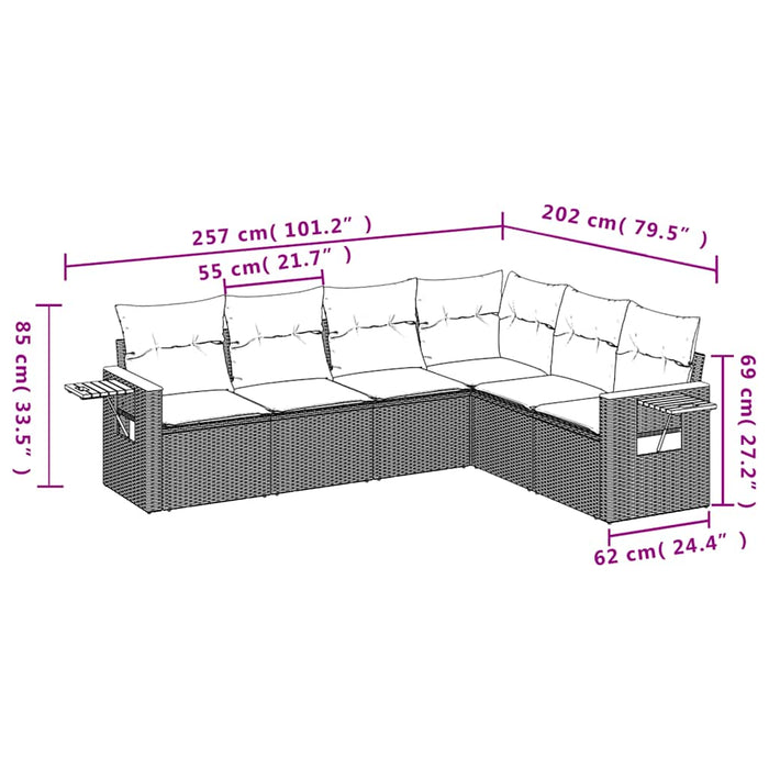 Set mobilier de grădină cu perne, 6 piese, negru, poliratan - WALTI WALTI