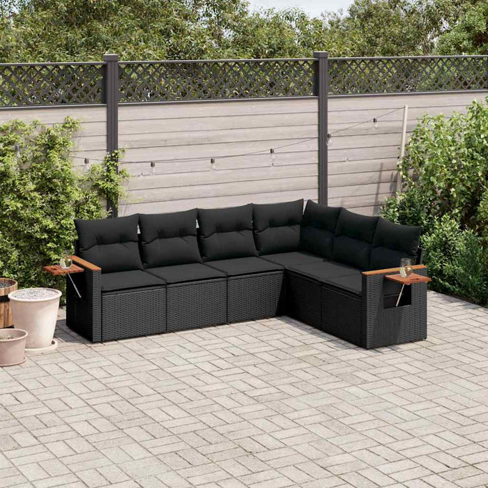 Set mobilier de grădină cu perne, 6 piese, negru, poliratan - WALTI WALTI