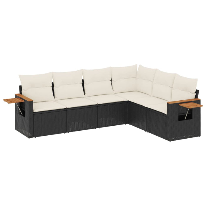 Set mobilier de grădină cu perne, 6 piese, negru, poliratan - WALTI WALTI