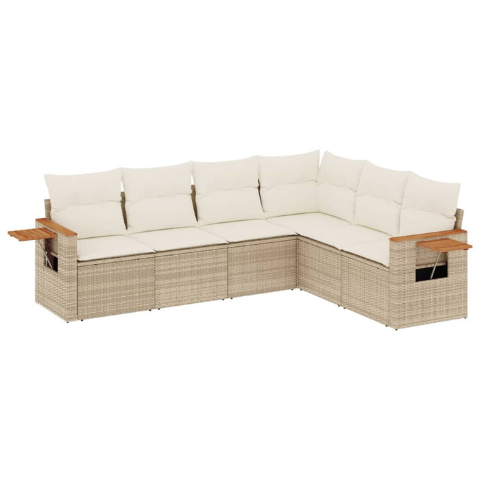 Set canapele de grădină cu perne, 6 piese, bej, poliratan WALTI
