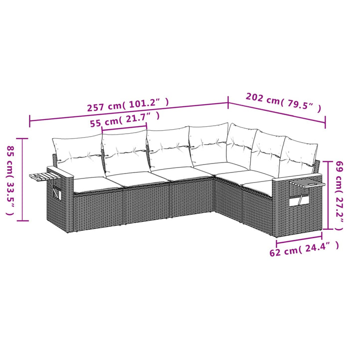 Set mobilier grădină cu perne, 6 piese, gri, poliratan - WALTI WALTI