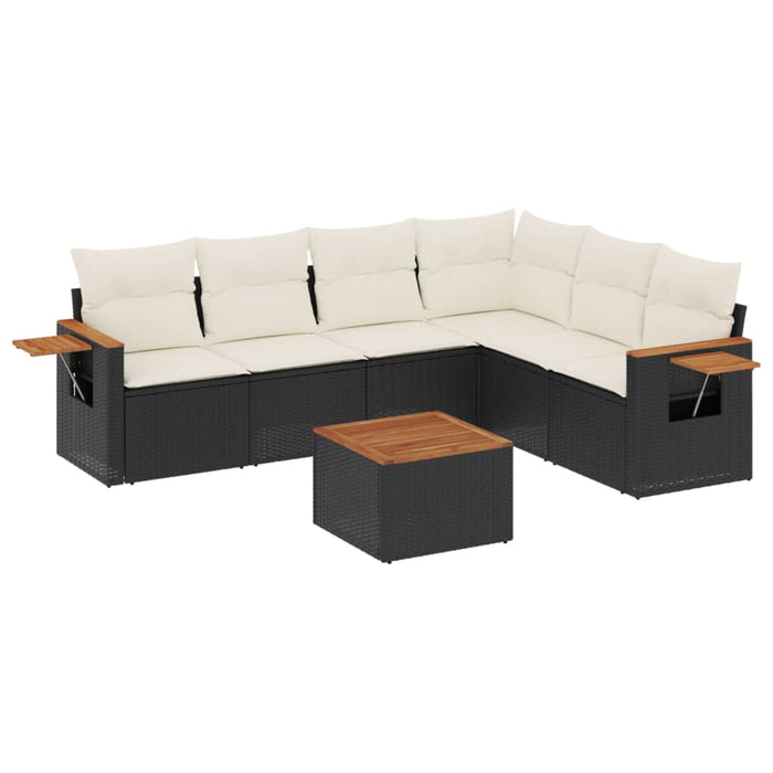 Set canapele de grădină cu perne, 7 piese, negru, poliratan - WALTI WALTI