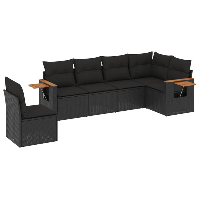 Set mobilier de grădină cu perne, 6 piese, negru, poliratan - WALTI WALTI