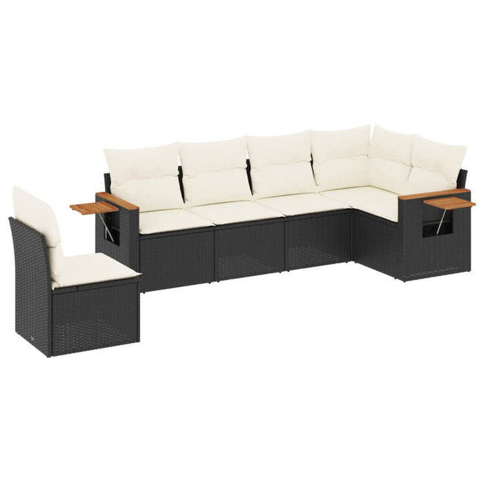 Set mobilier de grădină cu perne, 6 piese, negru, poliratan - WALTI WALTI