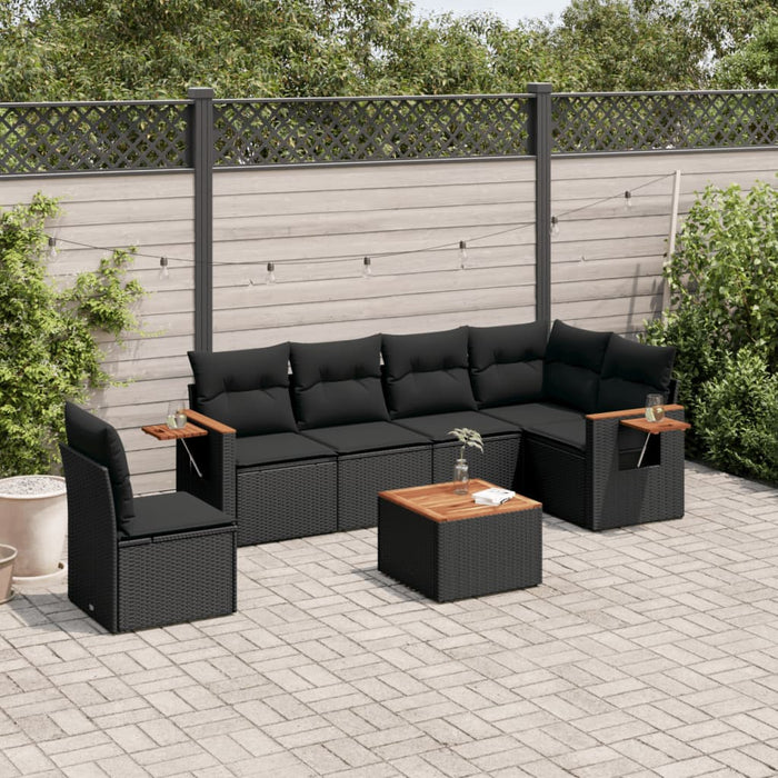 Set canapele de grădină cu perne, 7 piese, negru, poliratan - WALTI WALTI