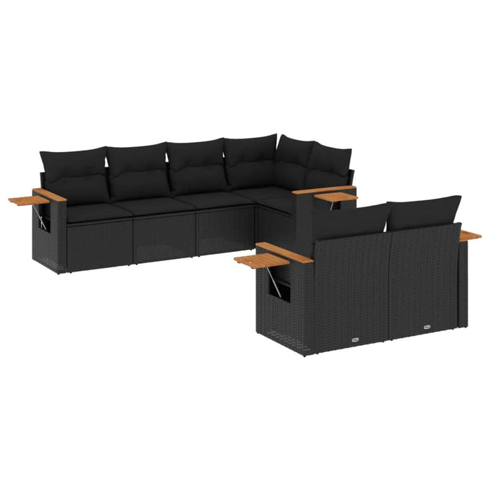 Set canapele de grădină cu perne, 7 piese, negru, poliratan - WALTI WALTI