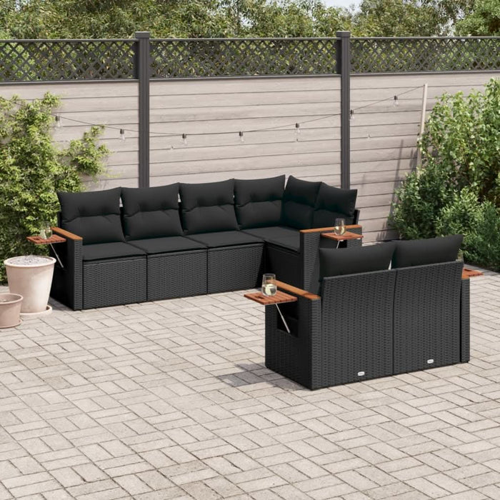 Set canapele de grădină cu perne, 7 piese, negru, poliratan - WALTI WALTI