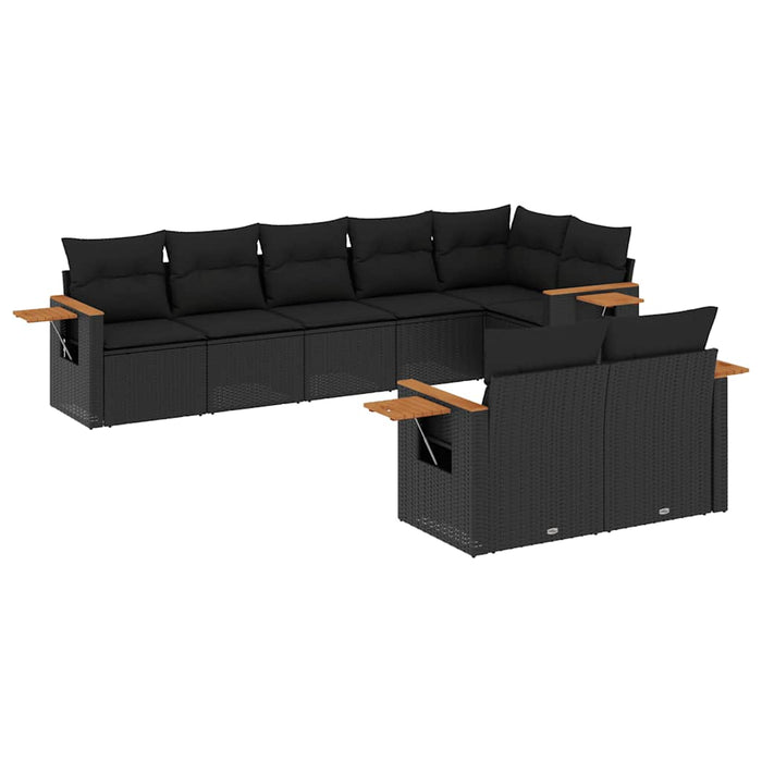 Set mobilier de grădină cu perne, 8 piese, negru, poliratan - WALTI WALTI