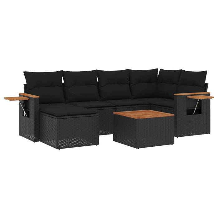 Set canapele de grădină cu perne, 7 piese, negru, poliratan - WALTI WALTI