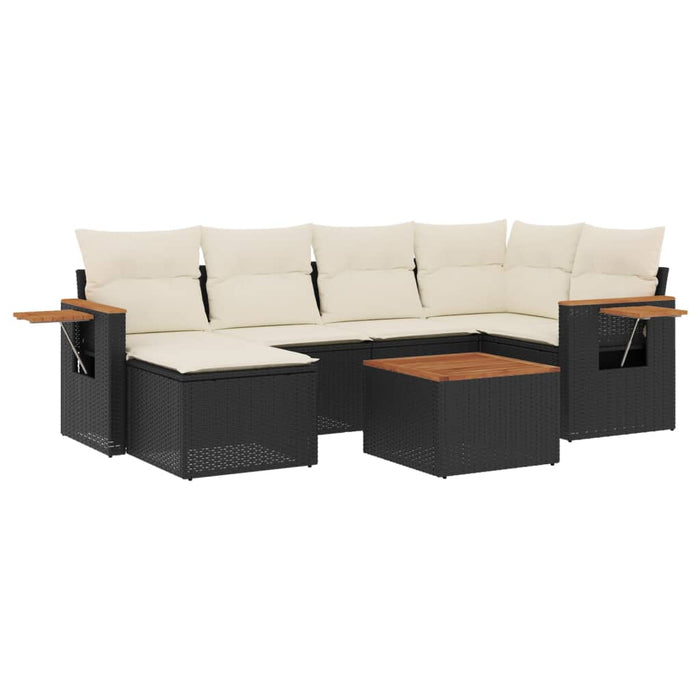 Set canapele de grădină cu perne, 7 piese, negru, poliratan - WALTI WALTI