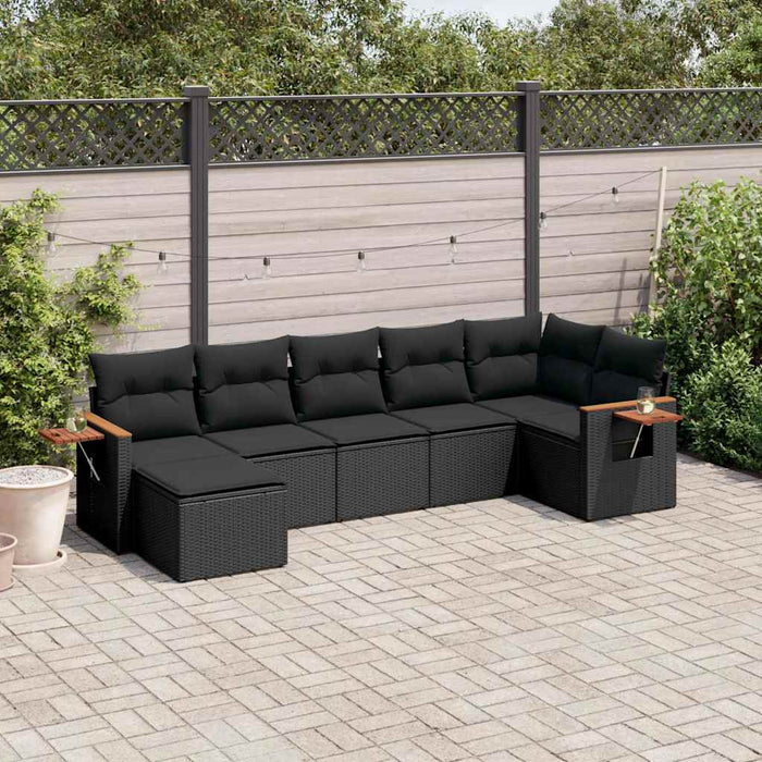 Set canapele de grădină cu perne, 7 piese, negru, poliratan - WALTI WALTI