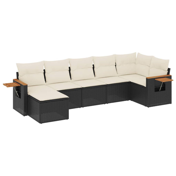 Set canapele de grădină cu perne, 7 piese, negru, poliratan - WALTI WALTI