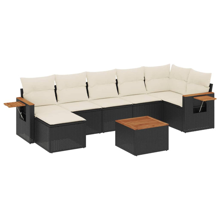 Set mobilier de grădină cu perne, 8 piese, negru, poliratan - WALTI WALTI