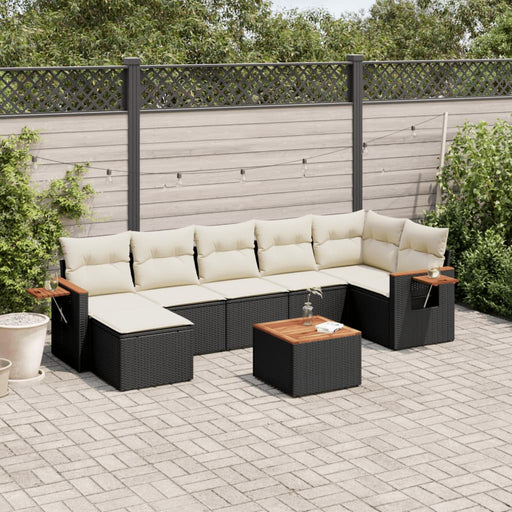 Set mobilier de grădină cu perne, 8 piese, negru, poliratan - WALTI WALTI