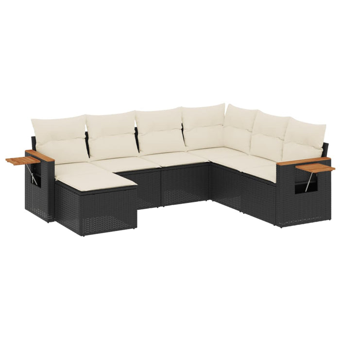 Set canapele de grădină cu perne, 7 piese, negru, poliratan - WALTI WALTI