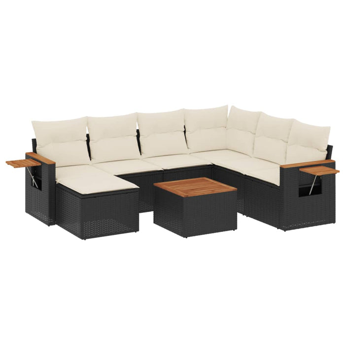 Set mobilier de grădină cu perne, 8 piese, negru, poliratan - WALTI WALTI