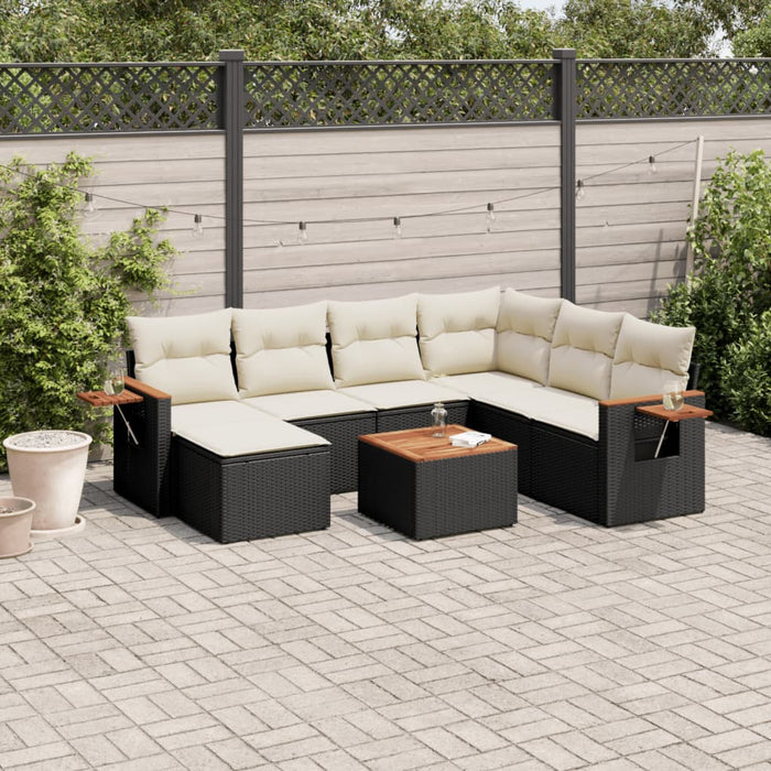 Set mobilier de grădină cu perne, 8 piese, negru, poliratan - WALTI WALTI