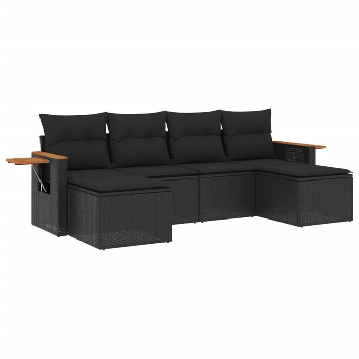 Set mobilier de grădină cu perne, 6 piese, negru, poliratan - WALTI WALTI