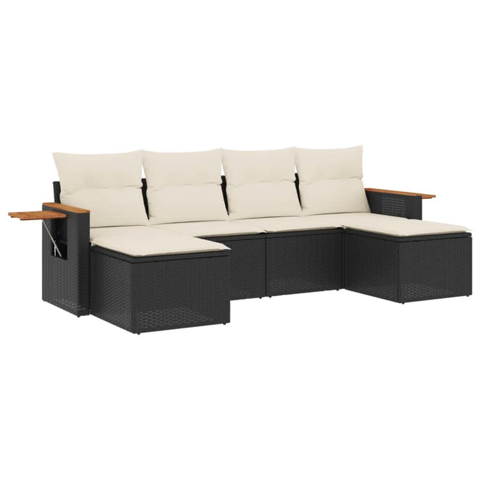 Set mobilier de grădină cu perne, 6 piese, negru, poliratan - WALTI WALTI