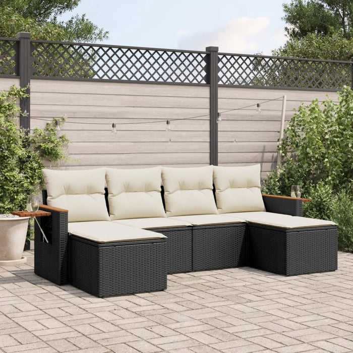 Set mobilier de grădină cu perne, 6 piese, negru, poliratan - WALTI WALTI
