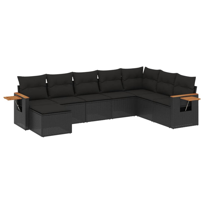 Set mobilier de grădină cu perne, 8 piese, negru, poliratan - WALTI WALTI