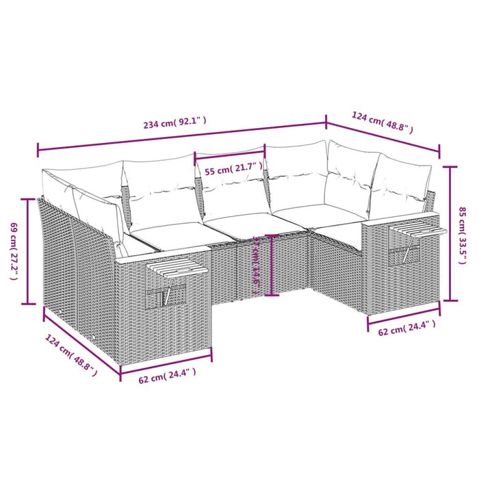 Set mobilier de grădină cu perne, 6 piese, negru, poliratan - WALTI WALTI