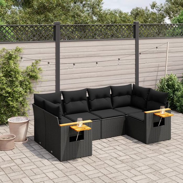 Set mobilier de grădină cu perne, 6 piese, negru, poliratan - WALTI WALTI
