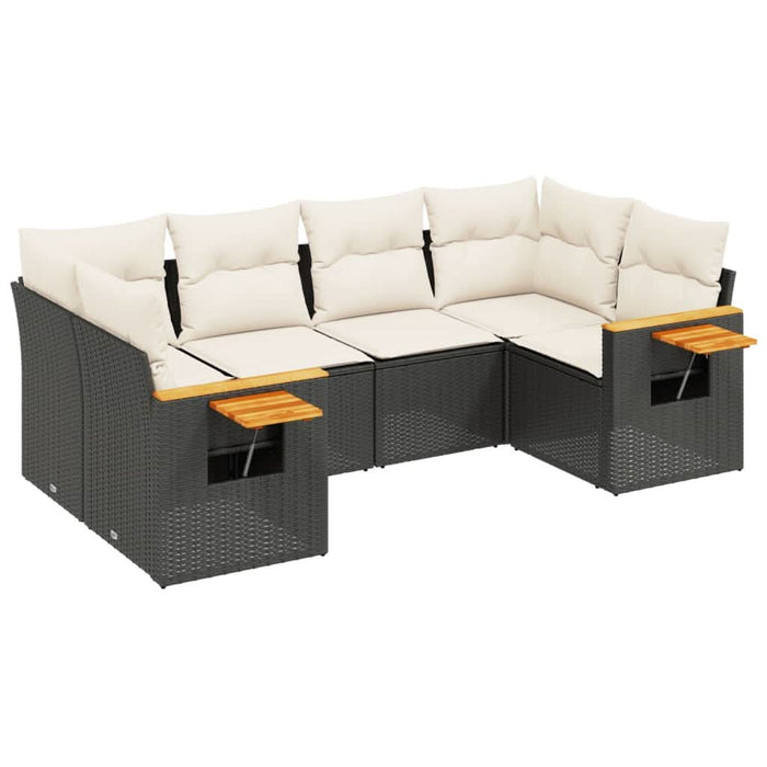 Set mobilier de grădină cu perne, 6 piese, negru, poliratan - WALTI WALTI