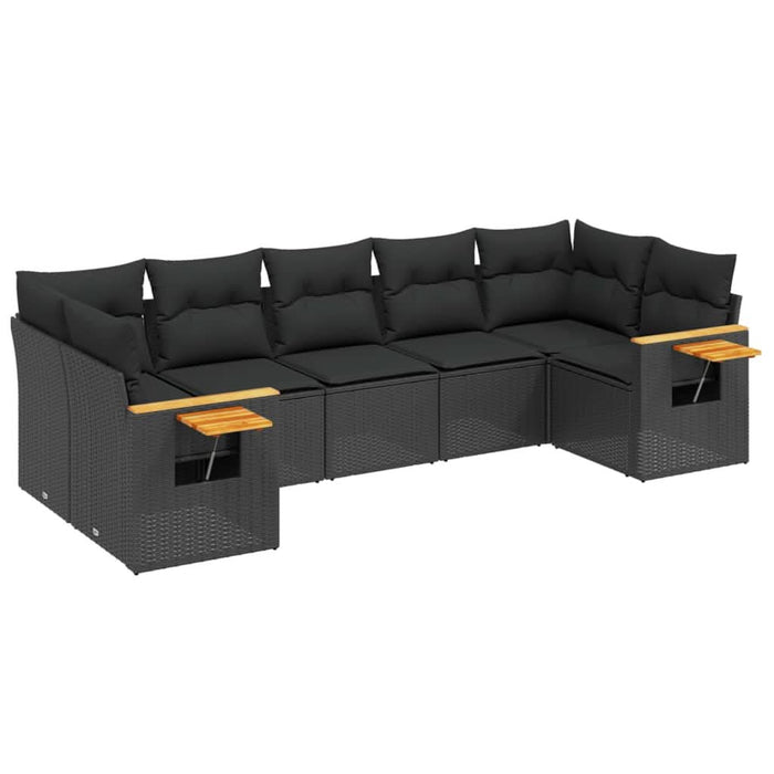 Set canapele de grădină cu perne, 7 piese, negru, poliratan - WALTI WALTI