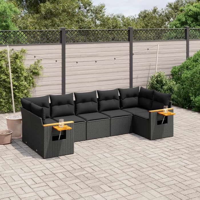 Set canapele de grădină cu perne, 7 piese, negru, poliratan - WALTI WALTI