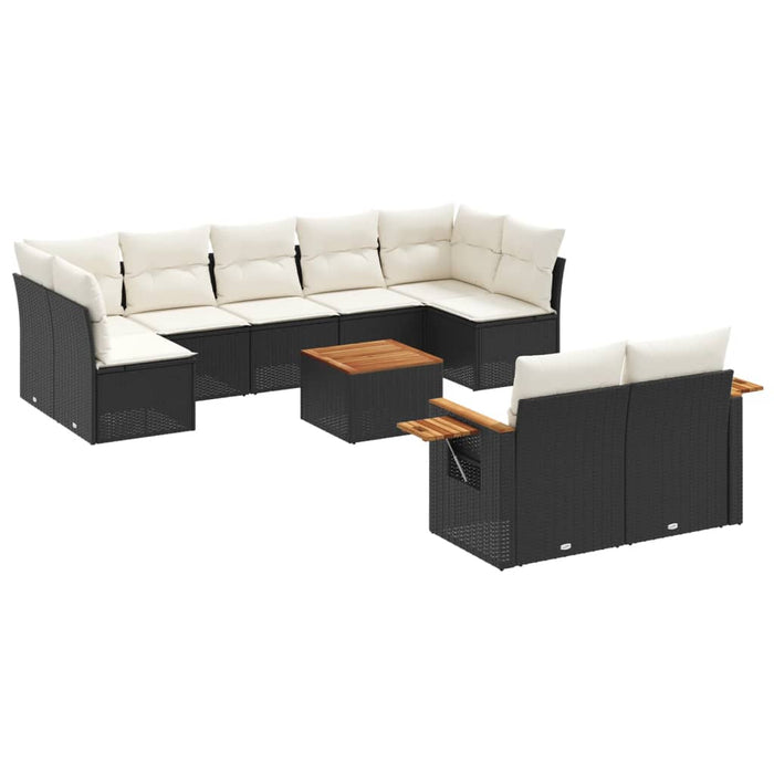 Set canapele de grădină cu perne, 10 piese, negru, poliratan - WALTI WALTI